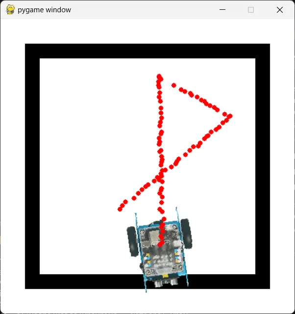 Screenshot of GUI with robot moving randomly